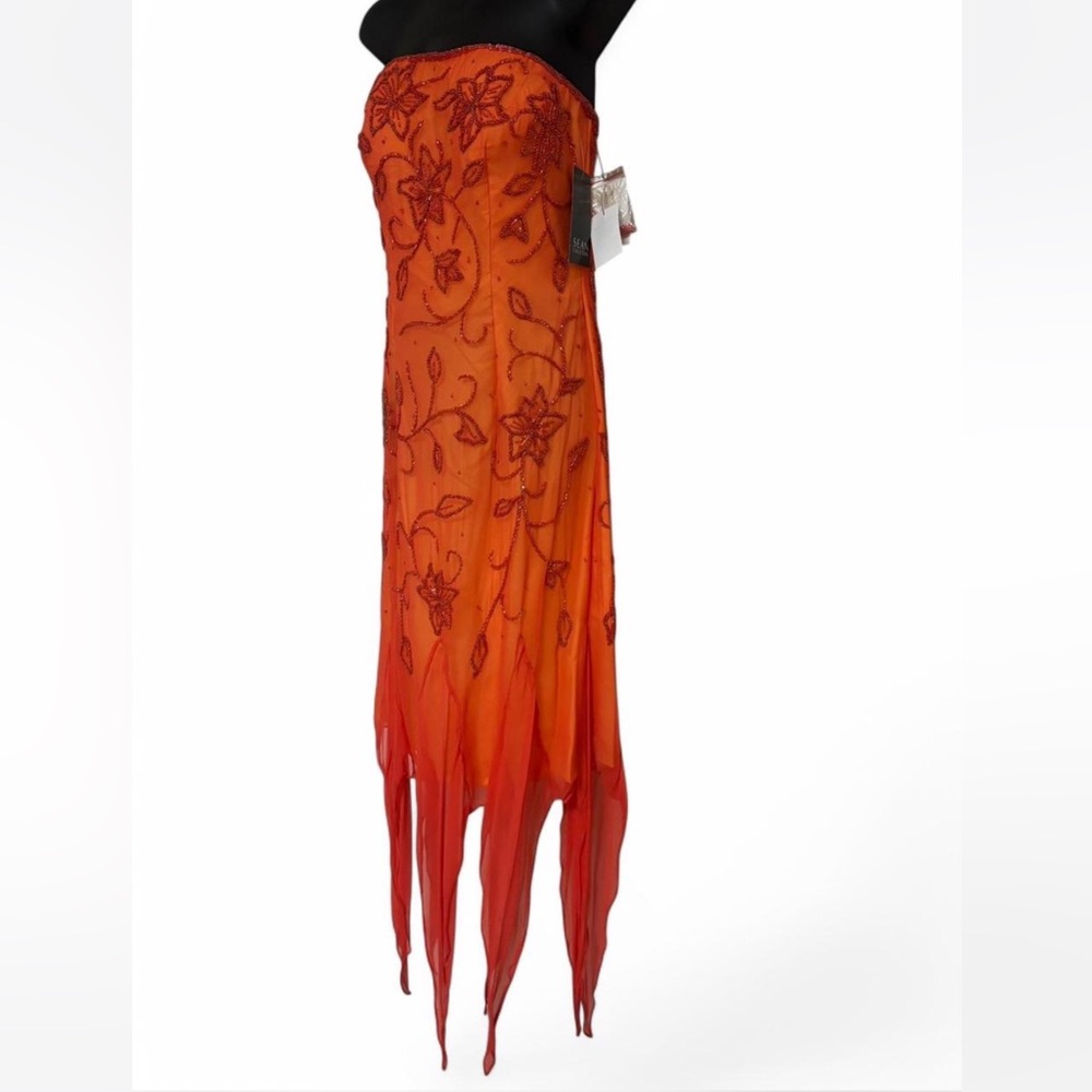 Sean Collection Vibrant Orange Floral Midi Dress